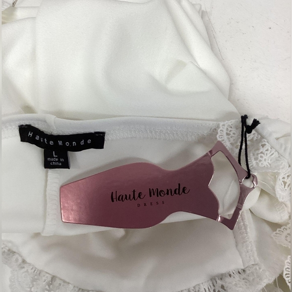 Haute Monde White Lace Off Shoulder Bodycon Dress Large - Picture 4 of 4